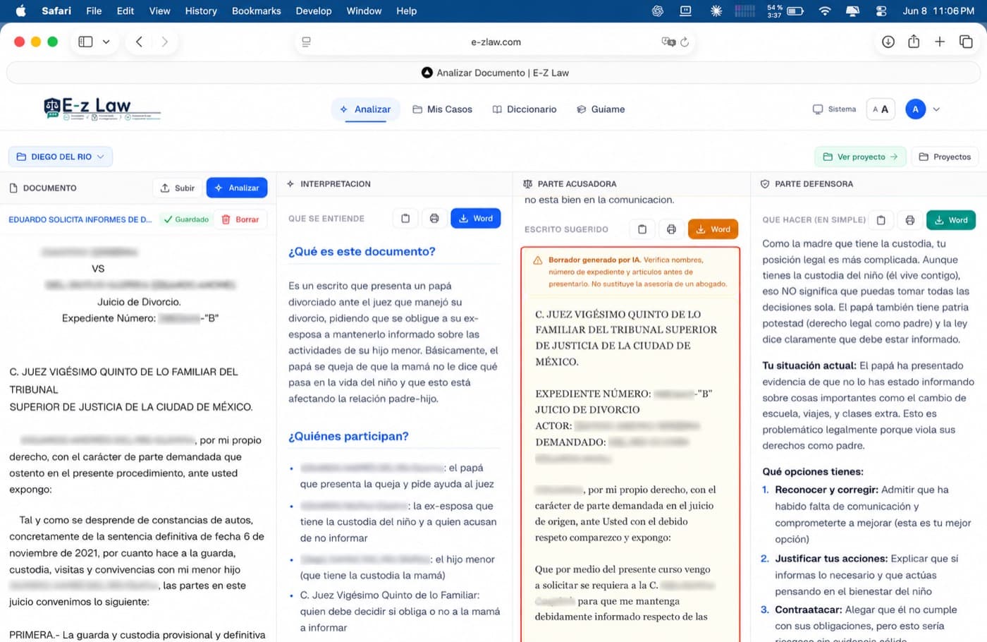 Escrito legal sugerido generado por IA — formato de tribunal mexicano